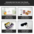 Essence Travel Amenity Kit | Travel Essentials & Travel Size Toiletries Kit | 5-Pack Nasal Diffuser Rings, Sleep Mask, Lotion & Hygiene Kit | Travel Toiletry Kit for Women | Purple Case