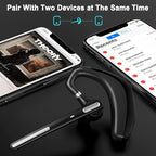 CANDEO Bluetooth Headset, Wireless Bluetooth Earpiece Hands-Free Earphones with Built-in Mic for Driving/Business/Office, Compatible with iPhone and Android