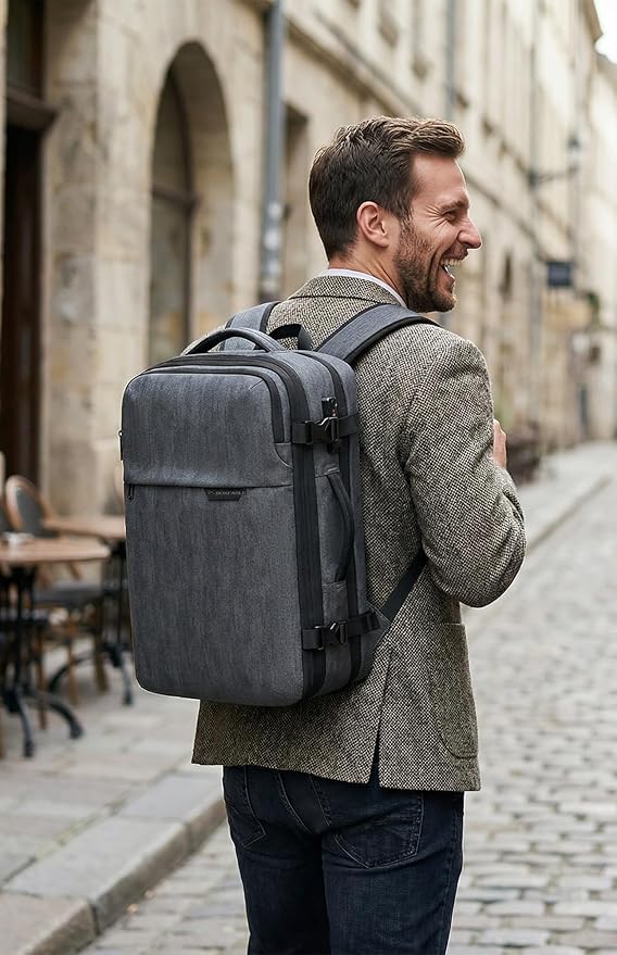 Vacuum Seal Travel Backpack 45L with Pump - Expandable Air Compression System, Water-Resistant Business TSA Lock, Laptop Backpack, Carry-On Suitcase Luggage, Gifts for Men
