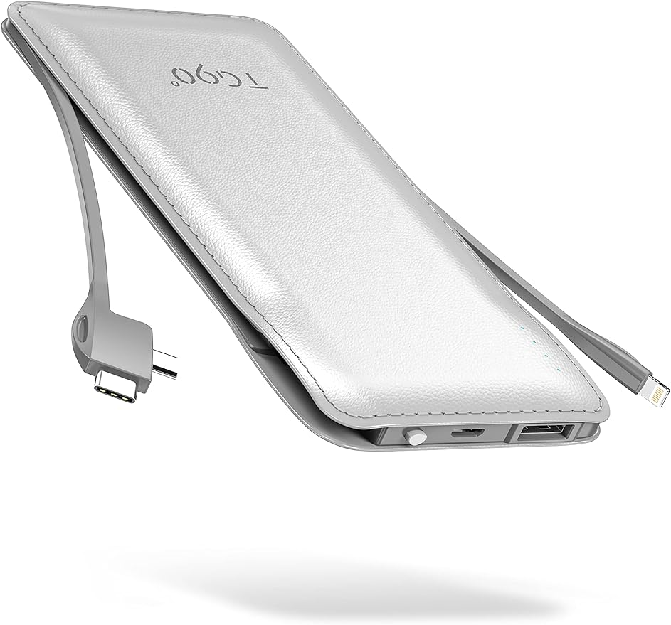 TG90° Cellphone Portable Charger with Built in Lightning and Android Cables Power Bank 10000mah External Battery Packs, USB-C Portable Battery Backup Charger Compatible with iPhone and Android Phones