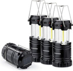 4 Pack Solar USB Rechargeable 3 AA Power Brightest COB LED Camping Lantern with Magnetic Base, Charging for Android, Waterproof Collapsible Emergency LED Light