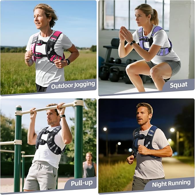 Sportneer Weighted Vest for Women Men: 8lbs/12lbs/15lbs/20lbs/25lbs Weight Vest with Detachable Phone Pouch Rucking Vest for Women Walking Strength Training Muscle Building Weight Loss