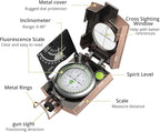 Compass Hiking Survival, IP65 Waterproof Metal Compass with Sighting Clinometer and Carry Bag, Multifunctional, Professional, for Camping Hunting Hiking Navigation
