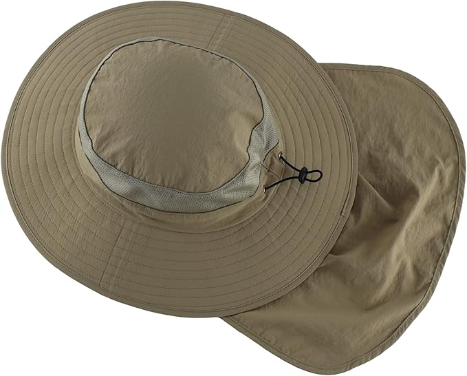 Home Prefer Outdoor UPF50+ Mesh Sun Hat Wide Brim Fishing Hat with Neck Flap Sun Hat for Men Women