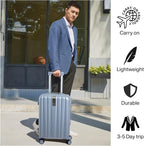 Hanke 20 Inch Carry On Luggage 22x14x9 Airline Approved Lightweight PC Hard Shell Suitcases with Wheels Travel Luggage Rolling Suitcase Travel Luggage Bag for Weekender(Gray)