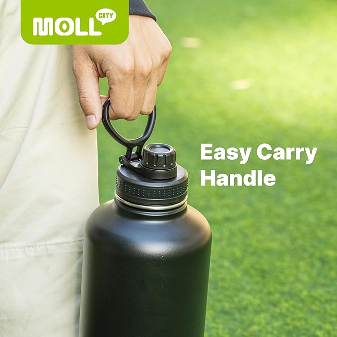 64 oz Water Bottle- Stainless Steel Vacuum Insulated Wide Mouth Sports Water Bottle with Spout Lid-Reusable Metal Leak Proof Travel Water Flask (Grass Green)