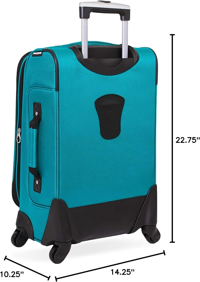 SwissGear Sion Softside Expandable Luggage, Teal, Carry-On 21-Inch
