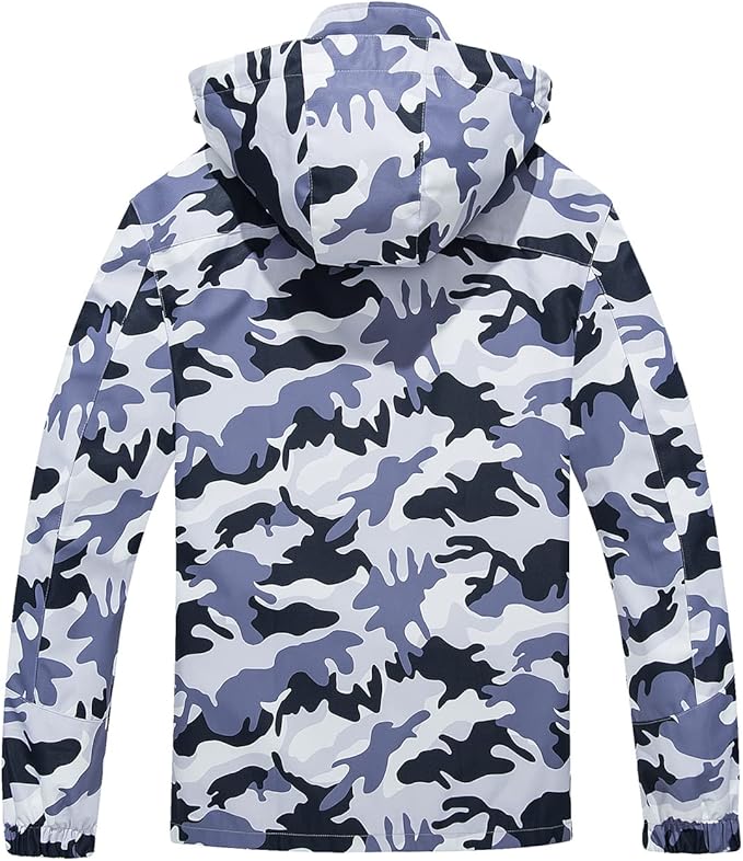 TACVASEN Men's Rain Jacket Lightweight Windbreaker with Hooded Water Resistant Outdoor Raincoat for Hiking Travel Camping