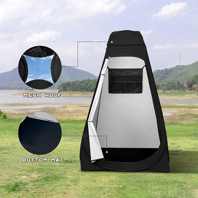 BRIAN & DANY Pop Up Shower Tent, Portable Privacy Camping Changing Tent, Camp Toilet Bathroom Pod with Rain Shelter & Windows, UPF 50+ & Waterproof, 47.2" x 47.2" x 74.8"