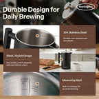 SterlingPro Stainless Steel French Press Coffee Maker 1.5 L (51 oz) Black – Double Walled Insulated Large Coffee Press, Durable Design Keeps Drinks Hot, Easy to Use and Clean for Rich Flavor Brewing