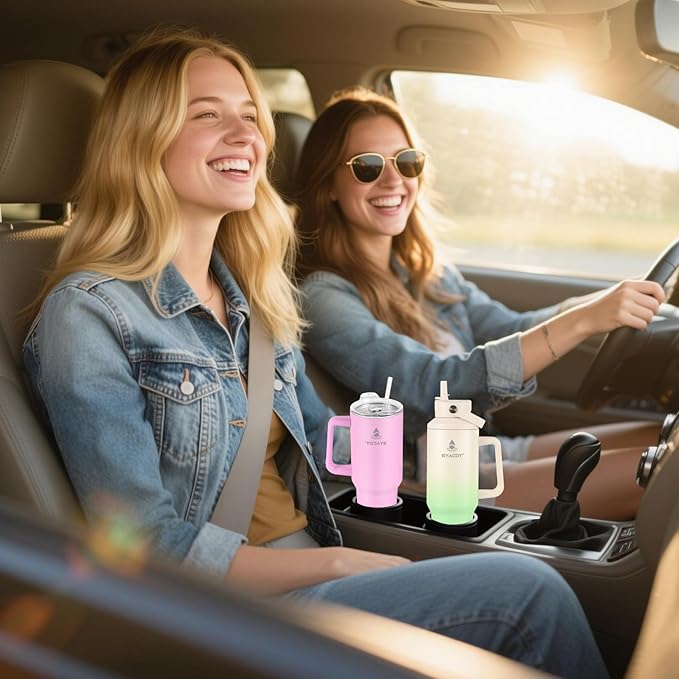 40 oz Tumbler with Handle and Straw or Convert to 40 oz Insulated Water Bottle Fits in Cup Holder. Stainless Steel Metal Water Flask with 2 Lids for Travel,Camping,Gym Sports Coffee Mug Thermal Cup