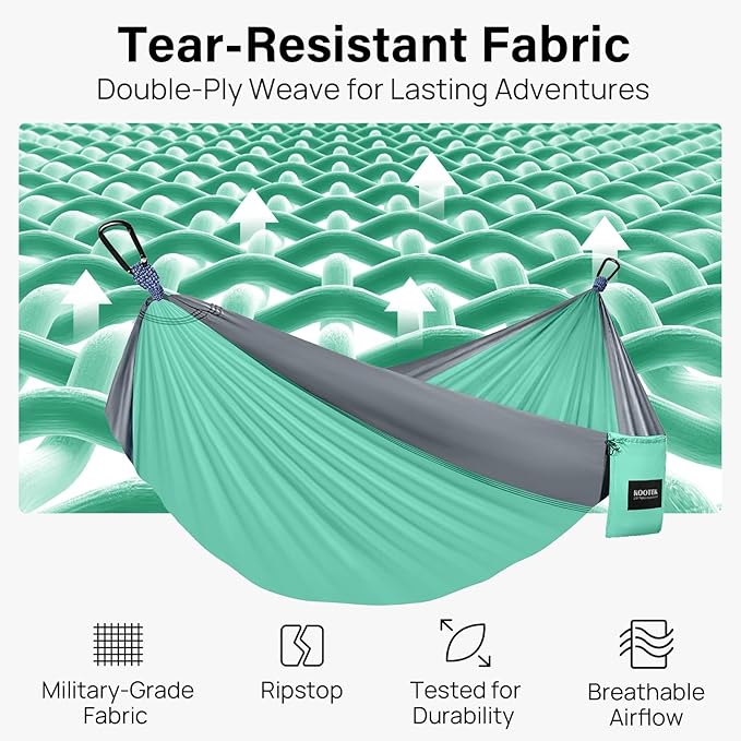 Kootek Camping Hammock, Portable Hammocks with Tree Straps & Attached Carry Bag, Camping Essentials Gear, Perfect for Outside Indoor Hiking Beach Backpack Travel