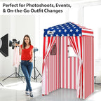 EAGLE PEAK Flex Ultra Compact 4x4 Pop-up Canopy, Sun Shelter, Changing Room, Portable Privacy Canopy Cabana for Pool, Fashion Photoshoots, or Camping, American Flag