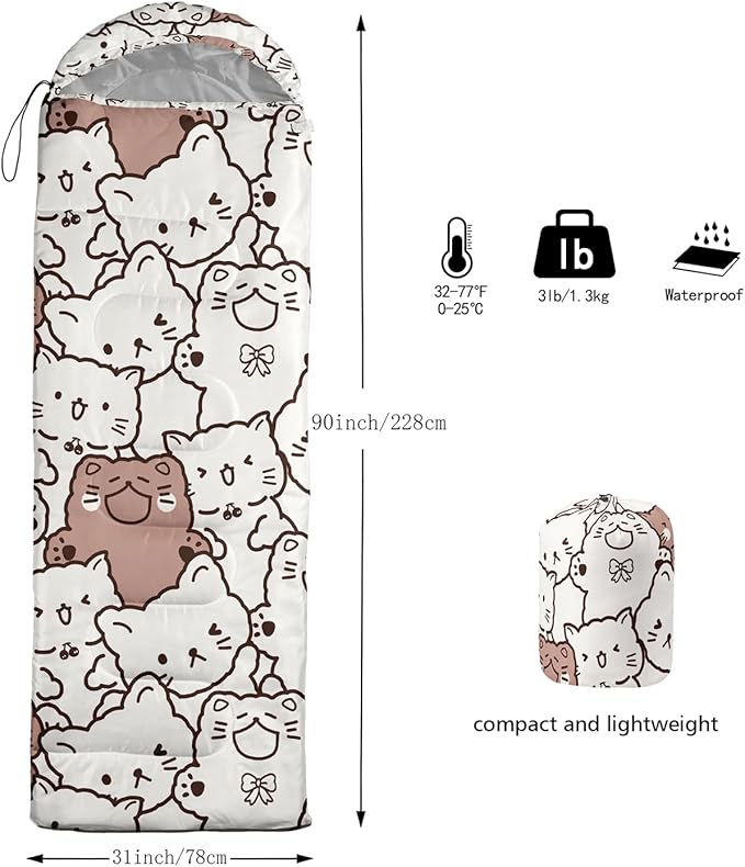 CVHOUSE Camping Sleeping Bags,3 Season Warm & Cool Weather,Lightweight,Waterproof Sleeping Bags for Adults & Kids,Traveling,and Outdoors,Camping Gear Equipment