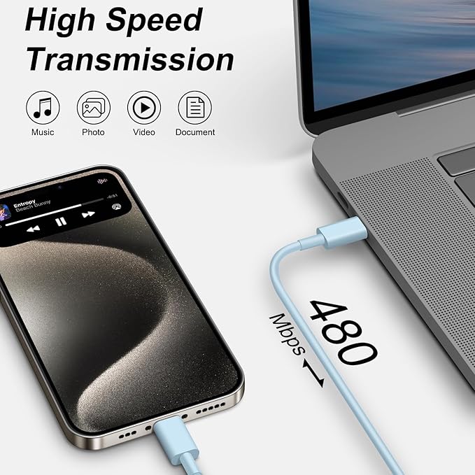 iPhone 17 16 15 Charger Fast Charging 10FT - 20W USB C Charger Block with 10FT Type C to C Cable Compatible with iPhone 17/17 Pro/17 Pro Max/Air/16/16e/15, iPad Pro, iPad Air (Blue)