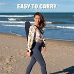 Homcosan Portable Low Folding Beach Chair - Lightweight Camping Chair for Adults with Cup Holder & Storage Pocket, Carry Bag Included (Navy & Blue)