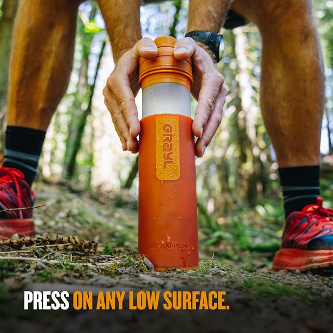 GRAYL UltraPress Water Purifier & Filter Bottle for Hiking, Backpacking, and Travel (Mojave Redrock)