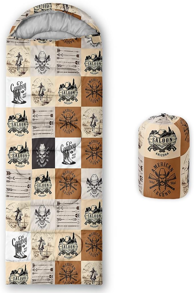 Sleeping Bags for Adults and Kids，3D Printing Camping Sleeping Bag for Girls Boys Lightweight Waterproof Cold/Warm 3-Season，Outdoor Travel with Compression Bags