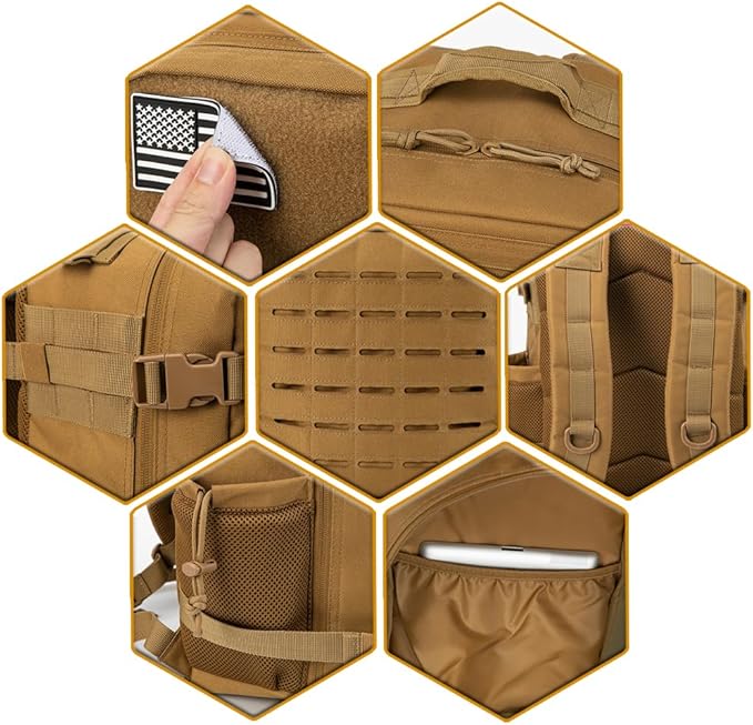 QT&QY 25L/45L Military Tactical Backpack For Men Molle Daypack 3 Day Bug Out Bag Hiking Rucksack With Bottle Holder