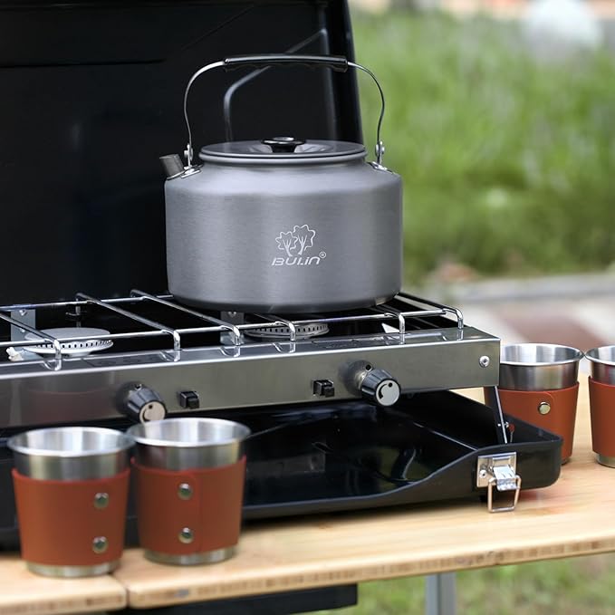 Bulin 2.2L Camping Kettle with 2&4 Stainless Steel Cups for Outdoor Camping Cookware Hiking Backpacking Kitchen Campfire and Picnic, Carrying Bag