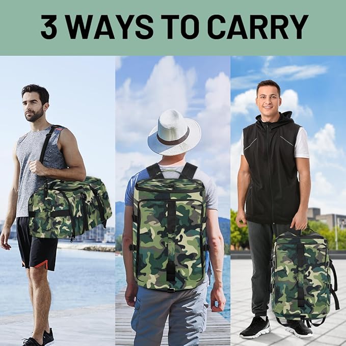 Gym Bag for Men Women with Shoes Compartment Duffle Bag for Travel Hiking Waterproof Backpack Fitness Workout(Camouflage)