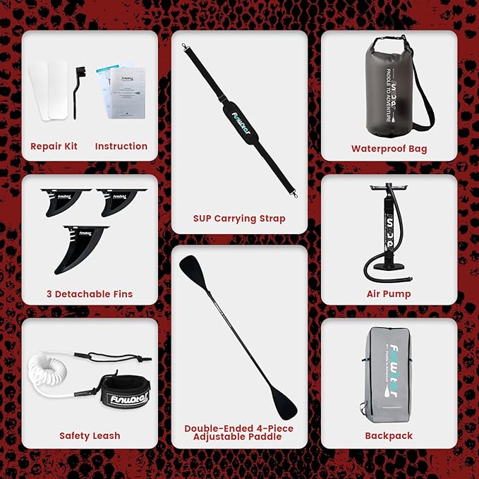 FunWater Inflatable Stand Up Paddle Board 10'/10'6"/11'/11'6" Paddle Board for Adults & Youth, Paddleboards Inflatable with Premium SUP Accessories, Wide Stable, Non-Slip Comfort Deck