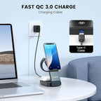 3-in-1 Wireless Charging Station for Apple Devices, 15W Wireless Charger for iPhone 17/16/15/14/13/12, Apple Watch, AirPods, Magnetic Foldable Fast Charger Apple Charging Station (Black)