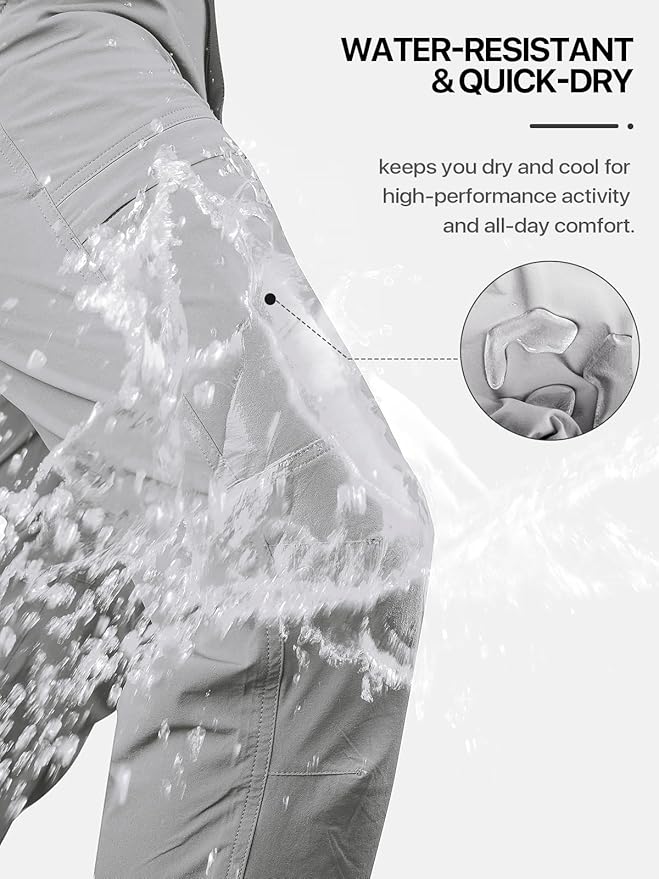 FREE SOLDIER Men's Outdoor Cargo Hiking Pants with Belt Lightweight Waterproof Quick Dry Tactical Pants Nylon Spandex