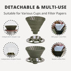 Collapsible Coffee Dripper, Silicone Reusable Coffee Filter Holder, Pour Over Coffee Dripper for Camping, Business Trip, Single Pour Over Coffee Maker (Green)