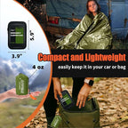 Frelaxy Emergency Sleeping Bag 1-Pack/2-Pack, Extra-Thick Compact Survival Bivy with Whistle, Storage Pouch, and EVA case, Perfect for Survival Kits (Army Green - 2 Pack)