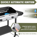 Bestfire 2 Burner Propane Stove Outdoor Camping Gas Stoves 150,000 BTU Auto Ignition with Regulator and Side Shelves Perfect for Patio Home Cooking and Frying