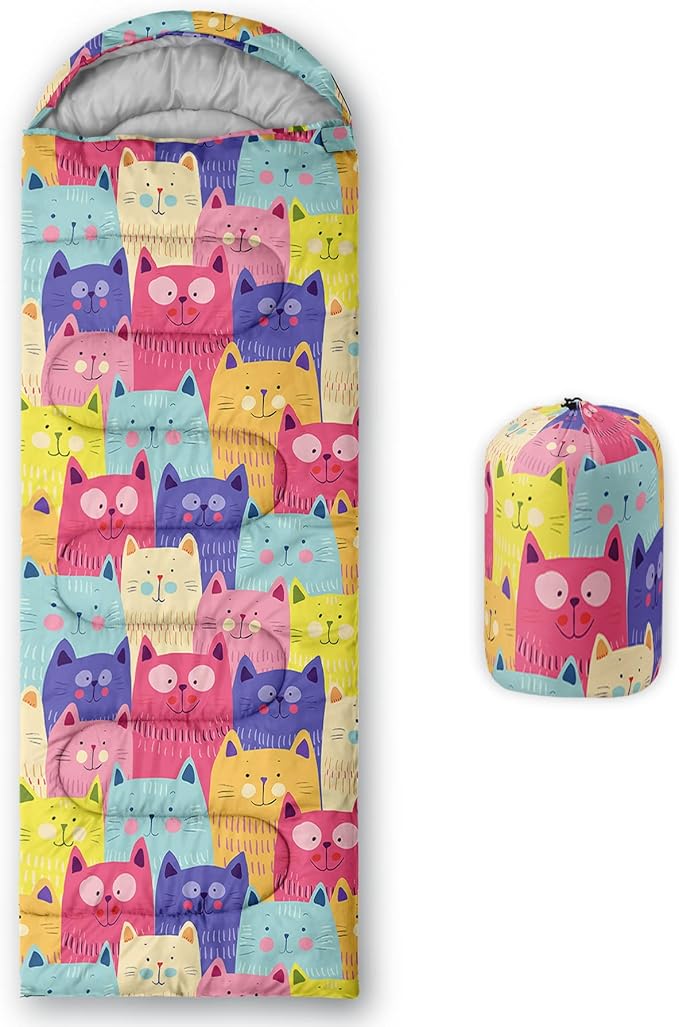 QOOMO Animals Camping Sleeping Bags,3 Season Warm & Cool Weather,Lightweight,Waterproof Sleeping Bags for Adults & Kids,Traveling,and Outdoors,Camping Gear Equipment