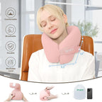 2in1 Ergonomic Memory Foam Travel Neck Pillow – 2025 Upgrade Travel Pillow for All Sleep Positions on Flights, Road Trips, and Long Distance Travel with Drawstring Bag (Adjustable - Pink)
