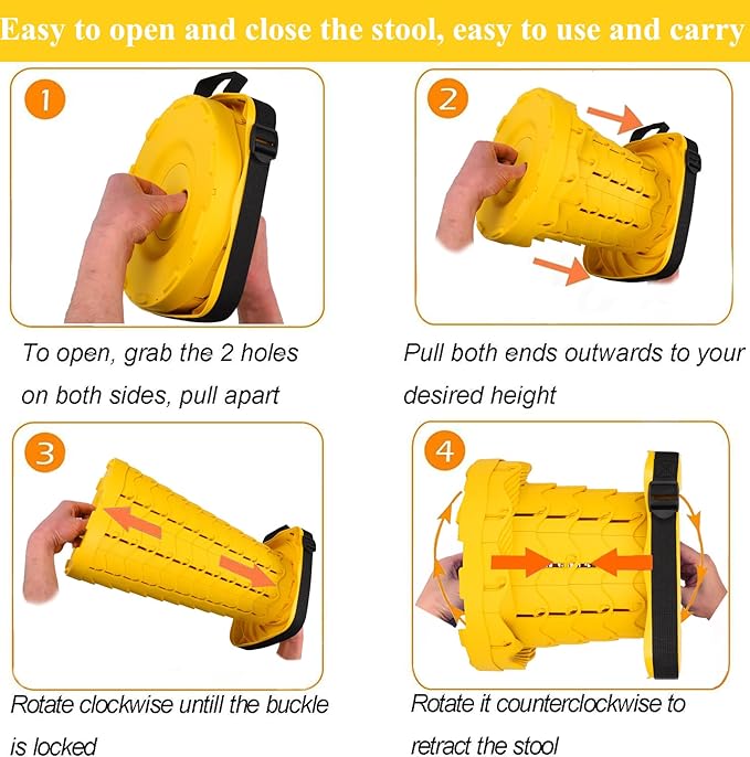 Fishboy Upgraded Collapsible Stool, 400lbs Max Weight, Lightweight But Sturdy, Portable Retractable Folding Telescoping Foldable Camping Stool for Adults Outdoor Fishing Hiking Gardening Travel BBQ