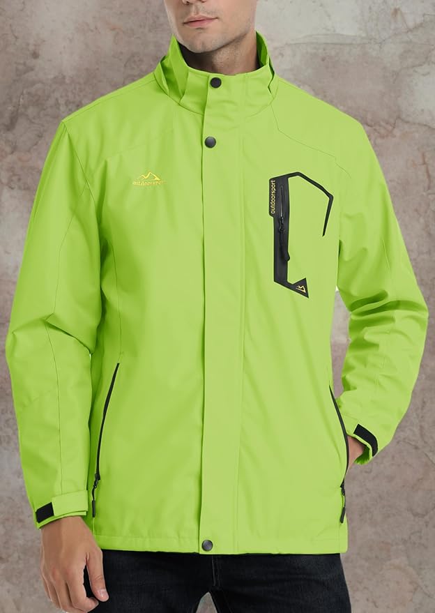 TACVASEN Men's Rain Jacket Lightweight Windbreaker with Hooded Water Resistant Outdoor Raincoat for Hiking Travel Camping