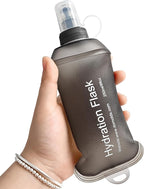 GYGYL Soft Flask, TPU Collapsible Soft Water Bottle for Hydration Pack, Running Vest, Leak-Proof Folding Water Bottle for Hiking Cycling Climbing Jogging-250ml Grey