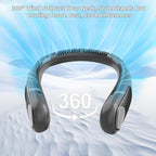 Portable Neck Fan,Personal Wearable Bladeless Fan,LED Display,4-Speeds,6000mAh USB Rechargeable,360° Strong Cooling Wind,Hands Free,Long Lasting,Birthday Gifts for Men Women Dad Mom (Dark grey)