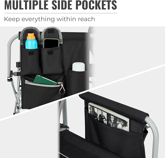 FUNDANGO Camping Director Chair for Adults, Foldable Portable Chair Outdoor Folding for Outside, Backyard, Patio, Lawn, Garden