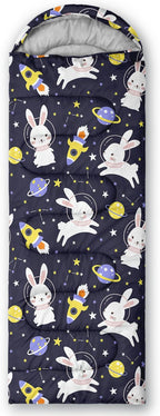 AILONEN Pink Lovely Rabbit Sleeping Bag for Girls Kids Adults,Warm and Cool Weather,Lightweight,Waterproof Backpacking,Cartoon Flowers Printed Bunny Sleeping Bag for Camping