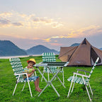 VINGLI Patio Lawn Webbed Folding Chairs Set of 2, Outdoor Beach Chair Portable Dining Chair for Yard, Garden (Green, Classic)