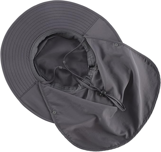 Home Prefer UPF 50+ Sun Hats for Men Women Wide Brim Fishing Hat with Neck Flap Summer Safari UV Protection Bucket Hat