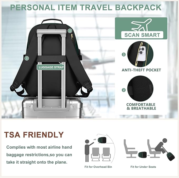 Focdod Laptop Backpack for Women Bookbag: 15.6 inch Work Backpacks with Pouch Pocket for Large Capacity Cup & USB Charger College Book Bag Travel Business Nurse Teacher Bookbags Anti-theft Back Pack