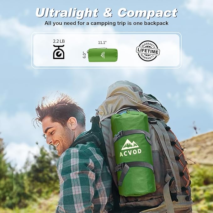 Camping Sleeping Pad, Extra Thickness 4.7 Inch Inflatable Sleeping Mat Ultralight Waterproof Camping Mat with Built in Pump Air Mattress for Backpacking, Hiking, Tent, Travel