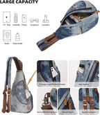 KL928 Canvas Sling Bag - Small Crossbody Backpack Shoulder Casual Daypack Rucksack for Men Women(Large Version)