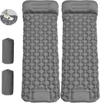 MEI&CO Lightweight Convertible Double Inflatable Camping Pad – 2-in-1 Single Pads Built-in Pillow – Quick Inflate Foot Pump, 660lb Capacity – Perfect for Couples & Family Adventures (2, Gray)