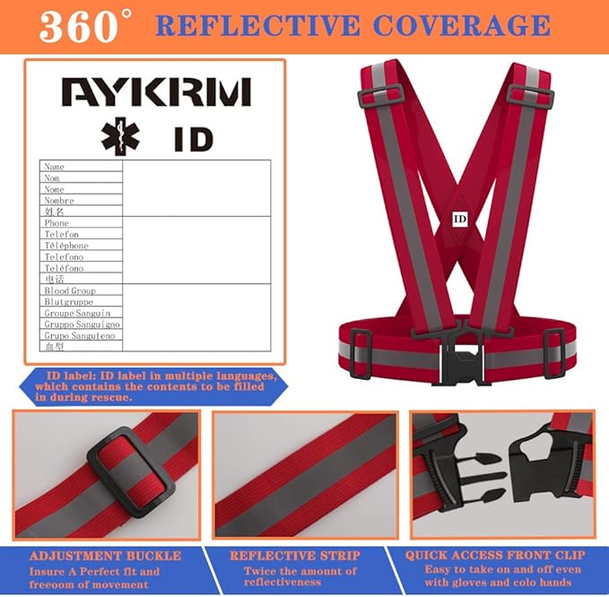 AYKRM 9 color High Visibility Reflective Vest Running Gear High Vis Adjustable Safety Vest