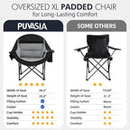 Oversized Camping Chairs for Adults - Heavy Duty Padded Outdoor Folding Lawn XL Camp Chair with Cup Holder Cooler Pockets for Outside Sports Beach Fishing Garden Portable Supports 500lbs, Black