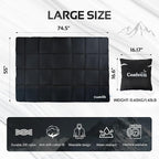 Camping Blanket, 2-in-1 Wearable Puffy Camping Blanket with Hood & Snap Buttons Waterproof Lightweight Travel Blanket Converts to Pillow for Backpacking, Beach, Picnics, Stadium (Black)