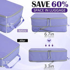 Large Compression Packing Cubes for Travel, 2 Set Compression Bags Travel Cubes for Packing Suitcase Organizer Luggage Organizer Bags Set, Purple