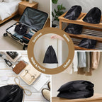 Ewen Small Medium Large Satin Drawstring Dustbags with Tags, 3 Pack Dustproof Travel Essentials Organizer Bags for Handbags, Black Packing Bags for Closet Home Storage Jewelry Shoes Purse Organization